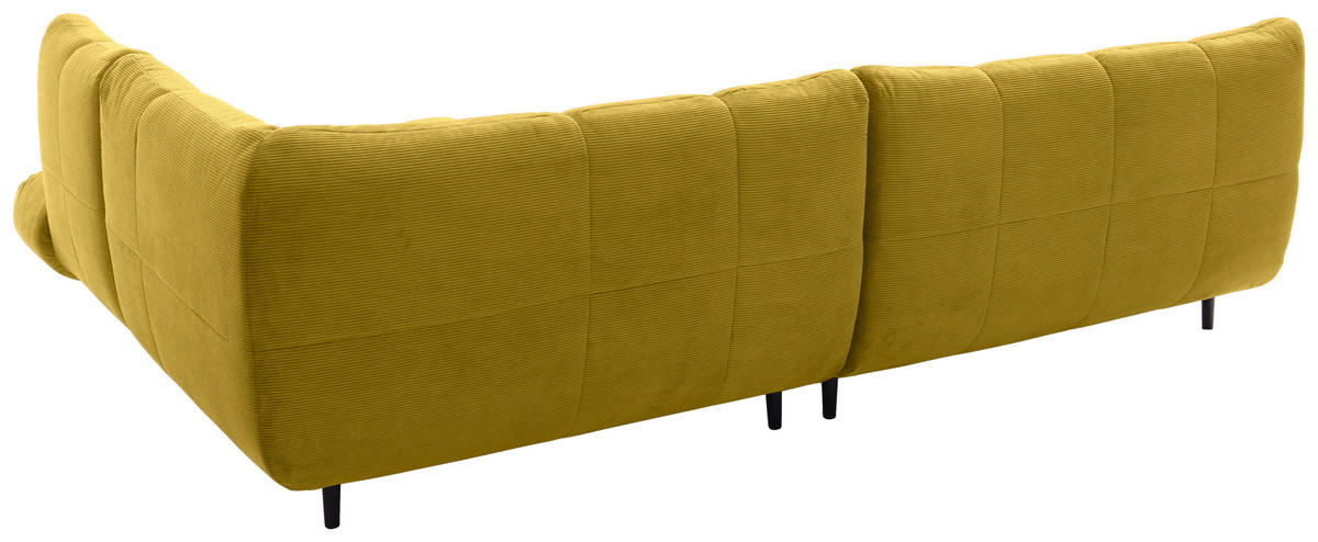 ECKSOFA Ottomane rechts, Eckteil  Goldfarben Feincord  - Goldfarben/Schwarz, Design, Holz/Textil (288/215cm) - Pure Home Lifestyle