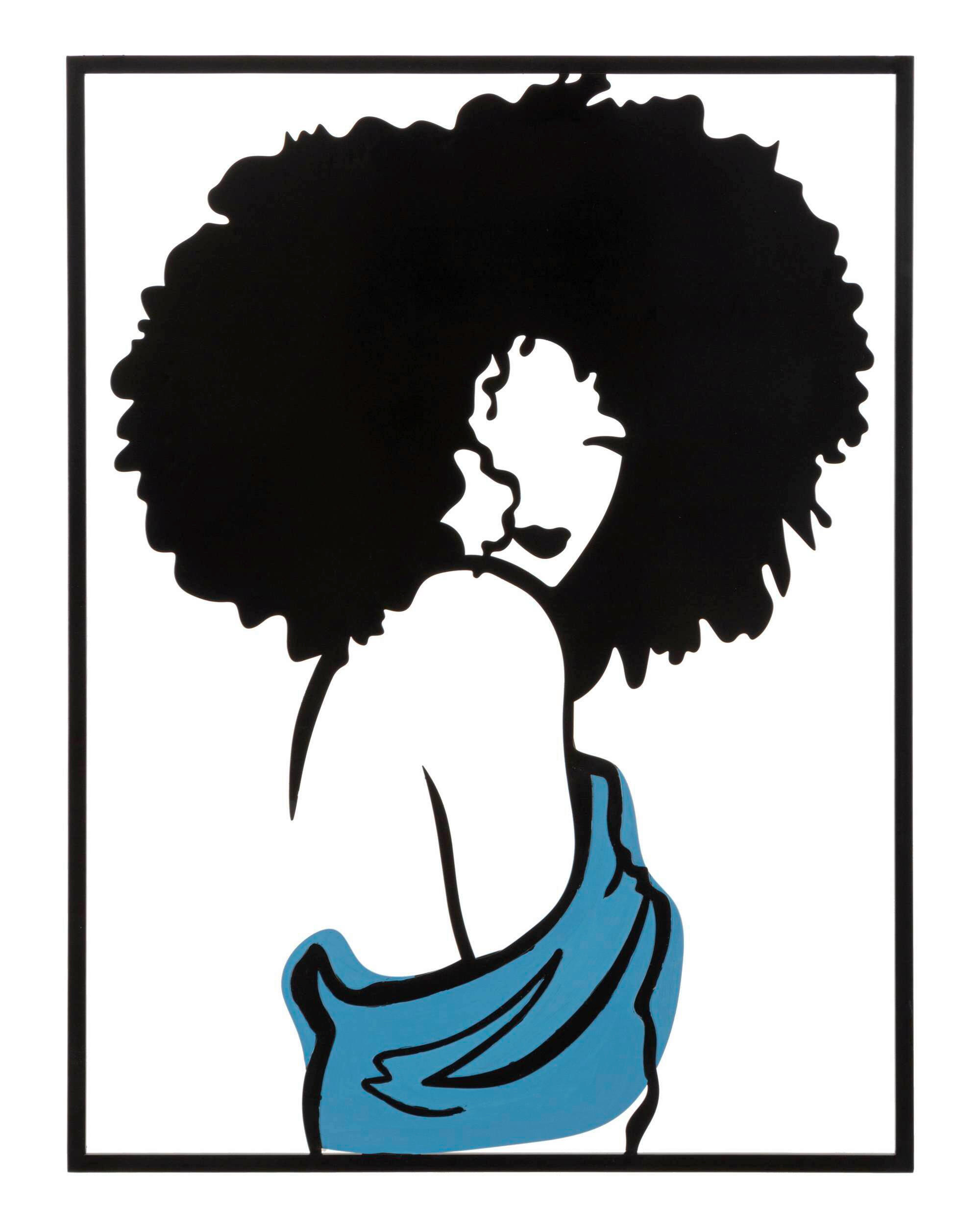 Mauro Ferretti Wanddeko Blau, Schwarz 60x80x1.3 cm