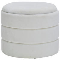 HOCKER in Textil Weiss  - Weiss/Schwarz, Trend, Textil (49/43/49cm) - Xora