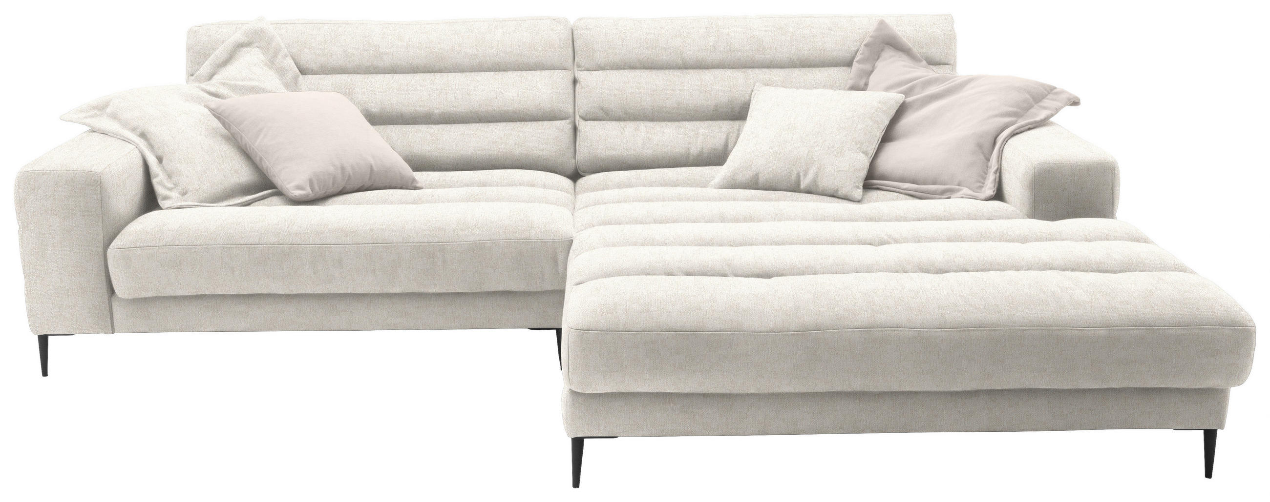 ECKSOFA in Flachgewebe Naturfarben  296/207 cm  - Schwarz/Naturfarben, Design, Textil/Metall (296/207cm) - Dieter Knoll