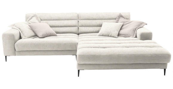 ECKSOFA Badia in Flachgewebe Naturfarben  296/207 cm  - Schwarz/Naturfarben, Design, Textil/Metall (296/207cm) - Dieter Knoll