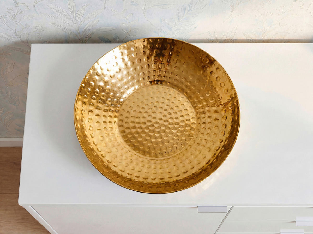 OBSTSCHALE  - Goldfarben, Design, Metall (50/8/50cm) - Livetastic