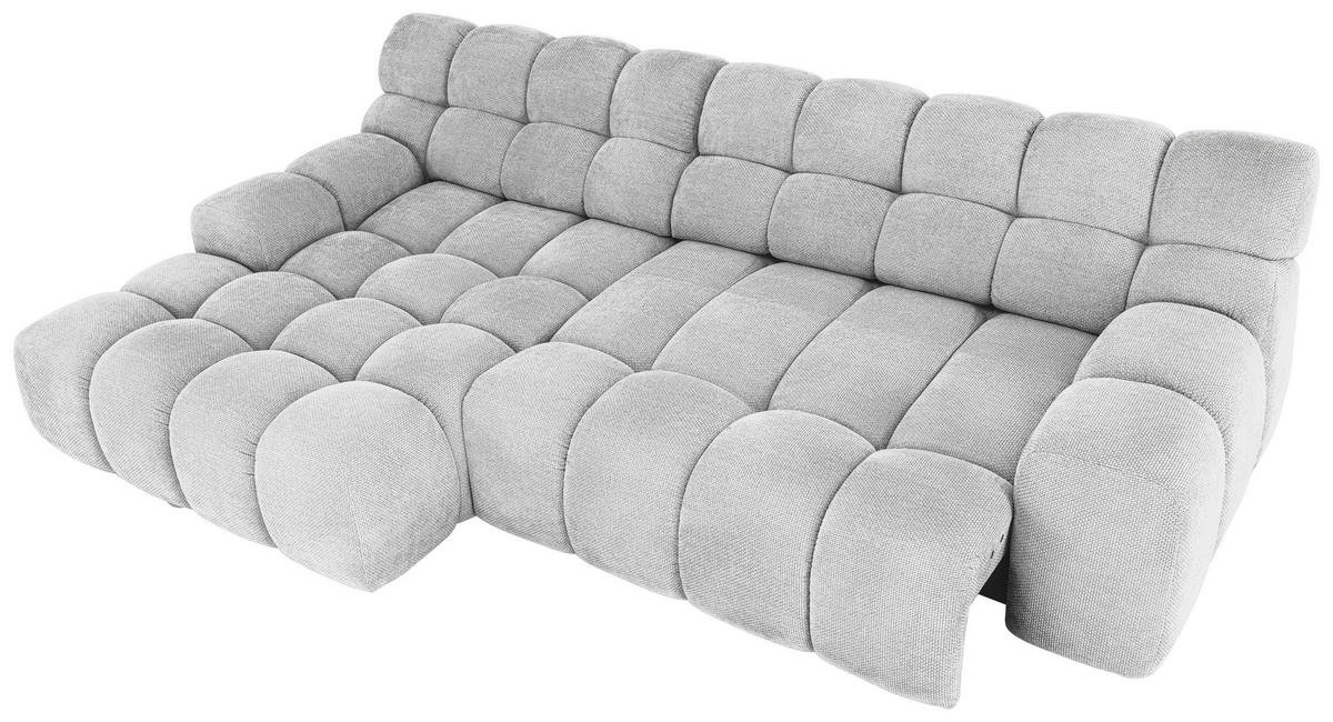 ECKSOFA in Webstoff Silberfarben  - Silberfarben/Schwarz, Modern, Kunststoff/Textil (180/297cm) - Welnova