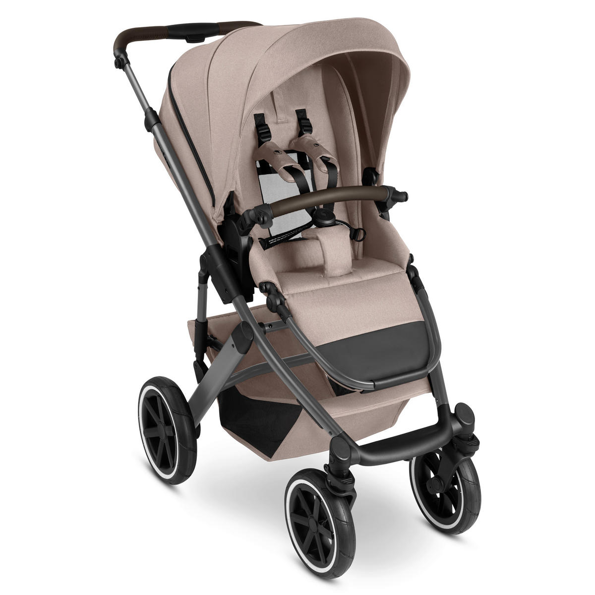 KINDERWAGENSET Salsa 5 Air 4in1 Set Calla  - Beigebraun/Schwarz, Basics, Textil/Metall (63/118/95.5cm) - ABC Design
