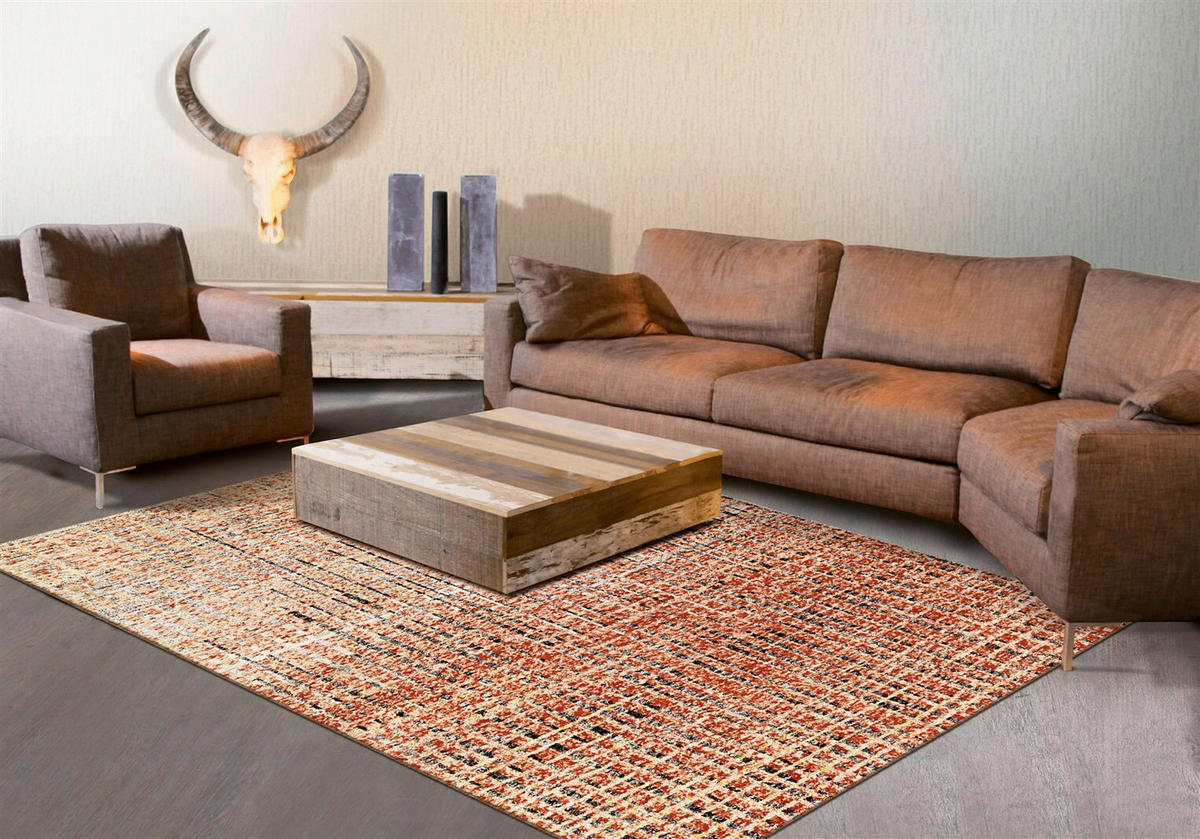 FLACHWEBETEPPICH  - Terracotta/Creme, Basics, Textil (170cm) - Kayoom