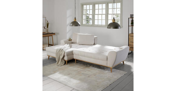 ECKSOFA Creme Webstoff - Eichefarben/Creme, Design, Holz/Textil (175/282cm) - Carryhome