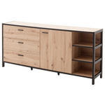 SIDEBOARD  180/83/40 cm 3 Schublade(n)  - Eichefarben/Anthrazit, Design, Holzwerkstoff/Metall (180/83/40cm) - Carryhome