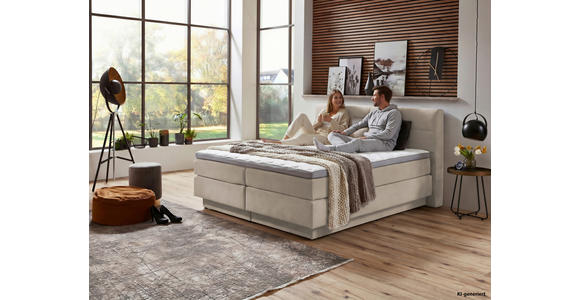 BOXSPRINGBETT 160/200 cm  in Naturfarben  - Schwarz/Naturfarben, KONVENTIONELL, Kunststoff/Textil (160/200cm) - Carryhome