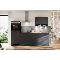 KÜCHENBLOCK 260 cm   in Schwarz, Eiche Artisan  - Schwarz/Eiche Artisan, Design, Holzwerkstoff/Metall (260cm) - MID.YOU