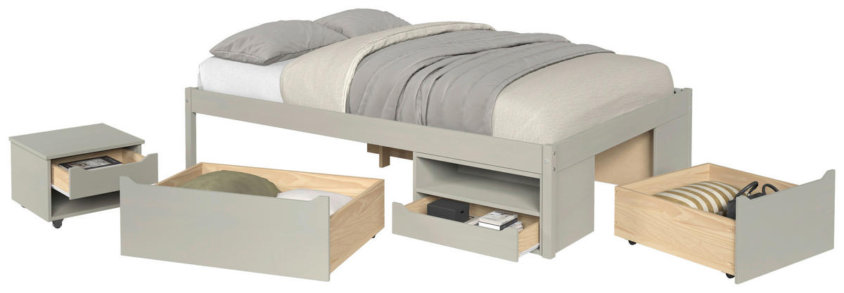 TÁROLÓS ÁGY 90/200 cm  taupe  - natúr színű/taupe, Modern, faalapú anyag/fa (90/200cm) - MID.YOU