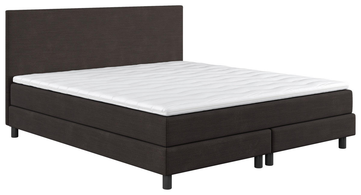 BOXBETT 180/200 cm  in Dunkelbraun  - Dunkelbraun/Schwarz, Modern, Holzwerkstoff/Textil (180/200cm) - MID.YOU