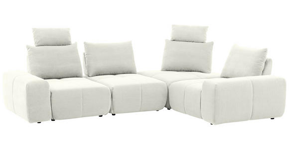 ECKSOFA in Velours Creme 326/236 cm - Creme/Schwarz, Design, Kunststoff/Textil (326/236cm) - Xora