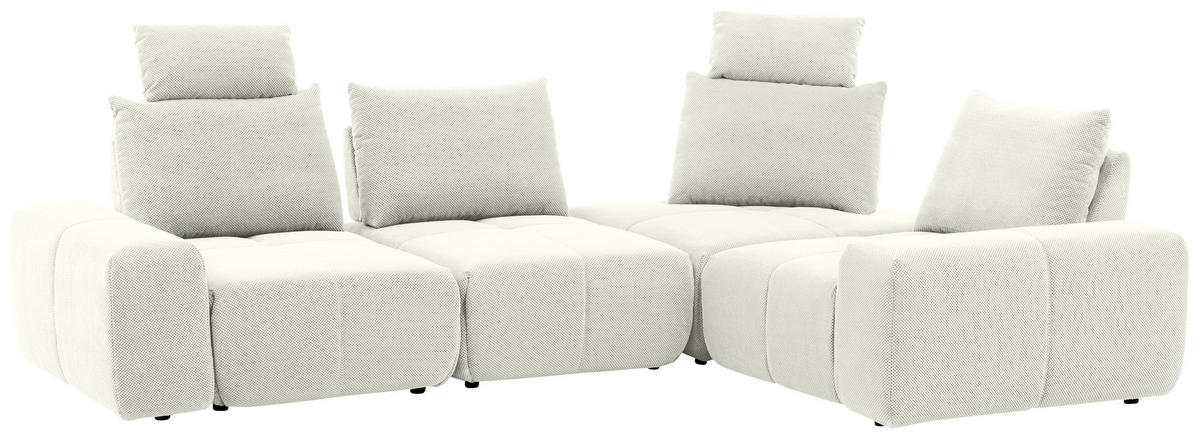 CANAPÉ D'ANGLE in Velours Creme  - Creme/Schwarz, Design, Kunststoff/Textil (326/236cm) - Xora