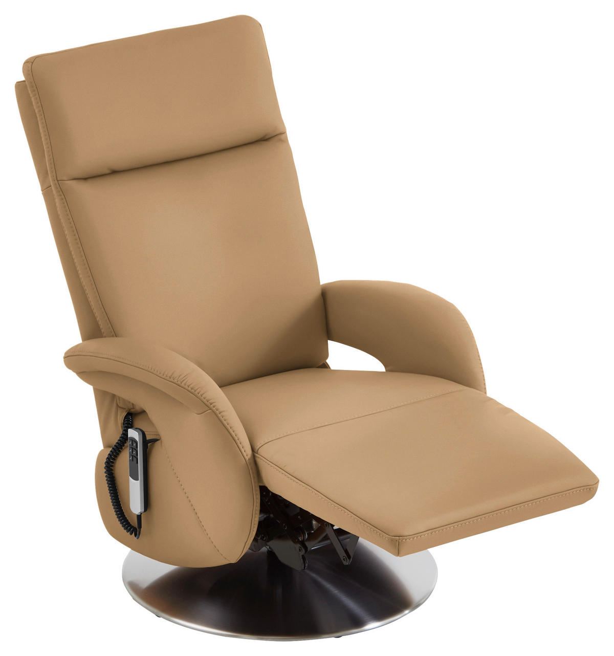 RELAXSESSEL in Leder Honig  - Edelstahlfarben/Honig, Design, Leder/Metall (70/108/80cm) - Cantus
