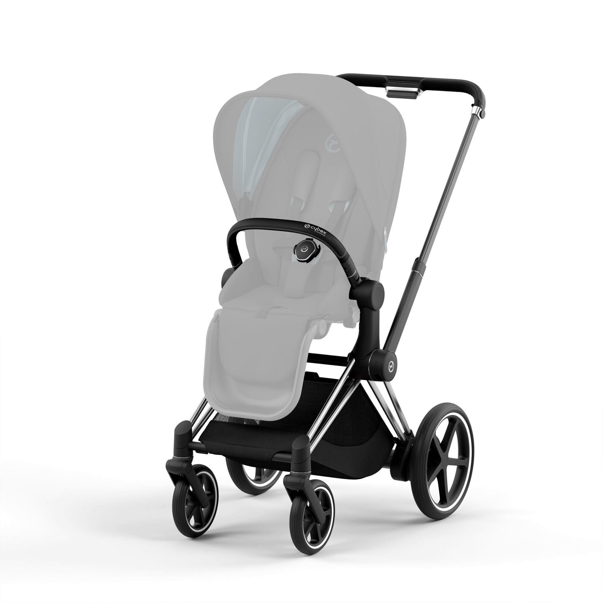 KINDERWAGENGESTELL ePriam Chrome Black  - Schwarz/Alufarben, Basics, Metall (95/59/117cm) - cybex PLATINUM