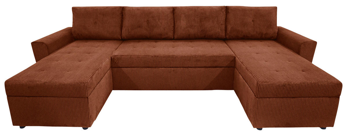 WOHNLANDSCHAFT TERMOLI Rostfarben Cord  - Rostfarben/Schwarz, Design, Kunststoff/Textil (155/296/155cm) - MID.YOU