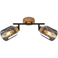 DECKENSPOTS 28/11/24 cm   - Eichefarben/Schwarz, Design, Glas/Holz (28/11/24cm)