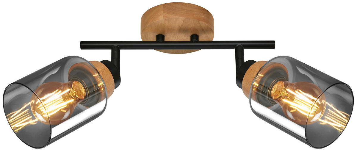 DECKENSPOTS 28/11/24 cm   - Eichefarben/Schwarz, Design, Glas/Holz (28/11/24cm)