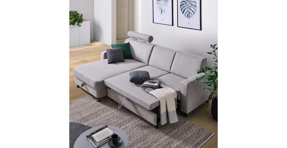 ECKSOFA in Webstoff Platinfarben  257/165 cm  - Platinfarben/Schwarz, Design, Kunststoff/Textil (257/165cm) - Xora