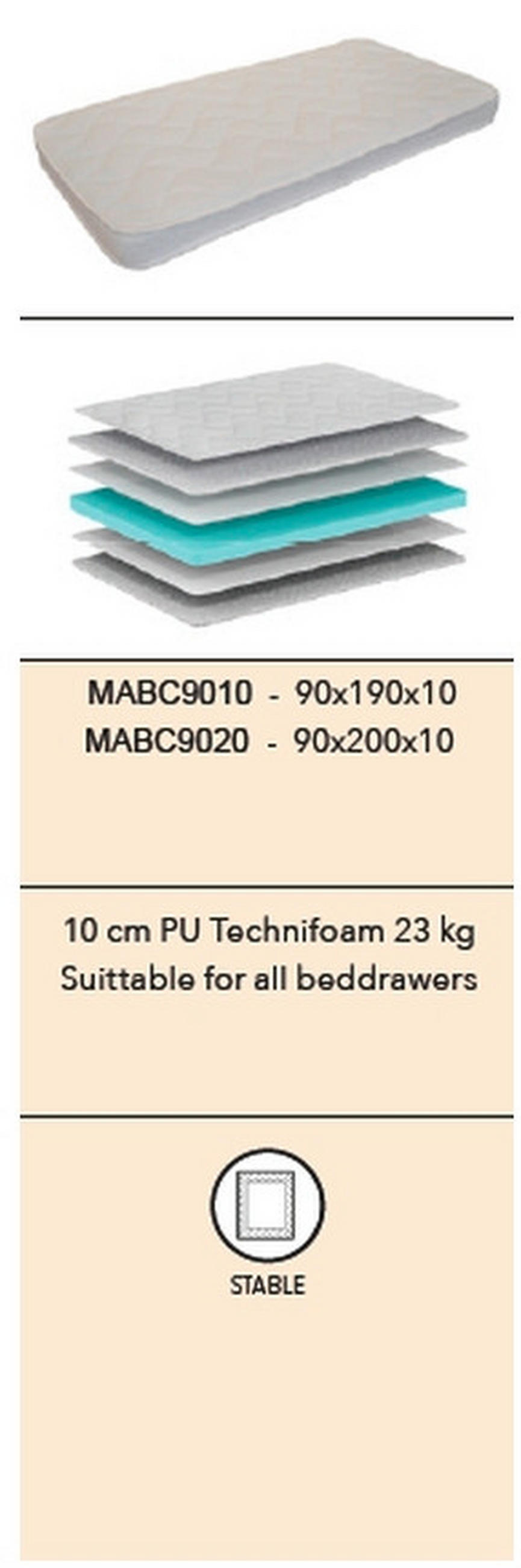 KALTSCHAUMMATRATZE BASIC COOL 90/200 cm Höhe ca. 10 cm  - Beige, Basics, Textil (90/200cm) - Vipack