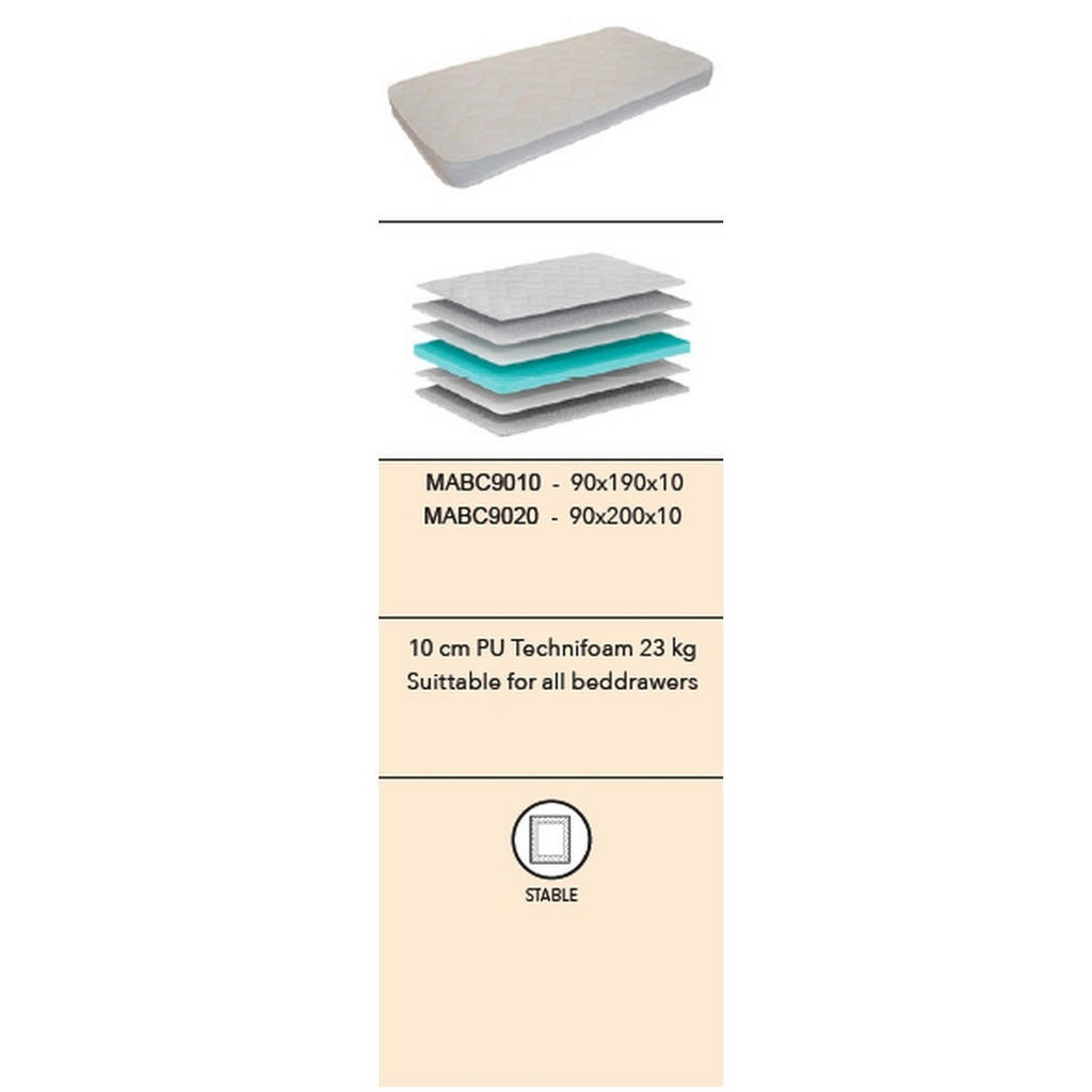 Thumbnail - Vipack Kaltschaummatratze Basic Cool, Beige, Textil, H1, Füllung: Polyurethan (Pur), rechteckig, 90x200 cm, für Hausstau...