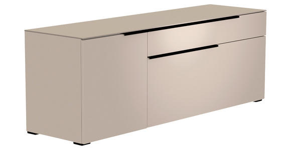 LOWBOARD  in 160/58/45 cm  - Sandfarben/Schwarz, Design, Glas/Holzwerkstoff (160/58/45cm) - Moderano