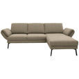 ECKSOFA  in Flachgewebe Hellbraun Armteilverstellung, Relaxfunktion, Drehsitzfunktion  255-365/175-224 cm  - Hellbraun/Schwarz, Design, Textil/Metall (255-365/175-224cm) - Dieter Knoll