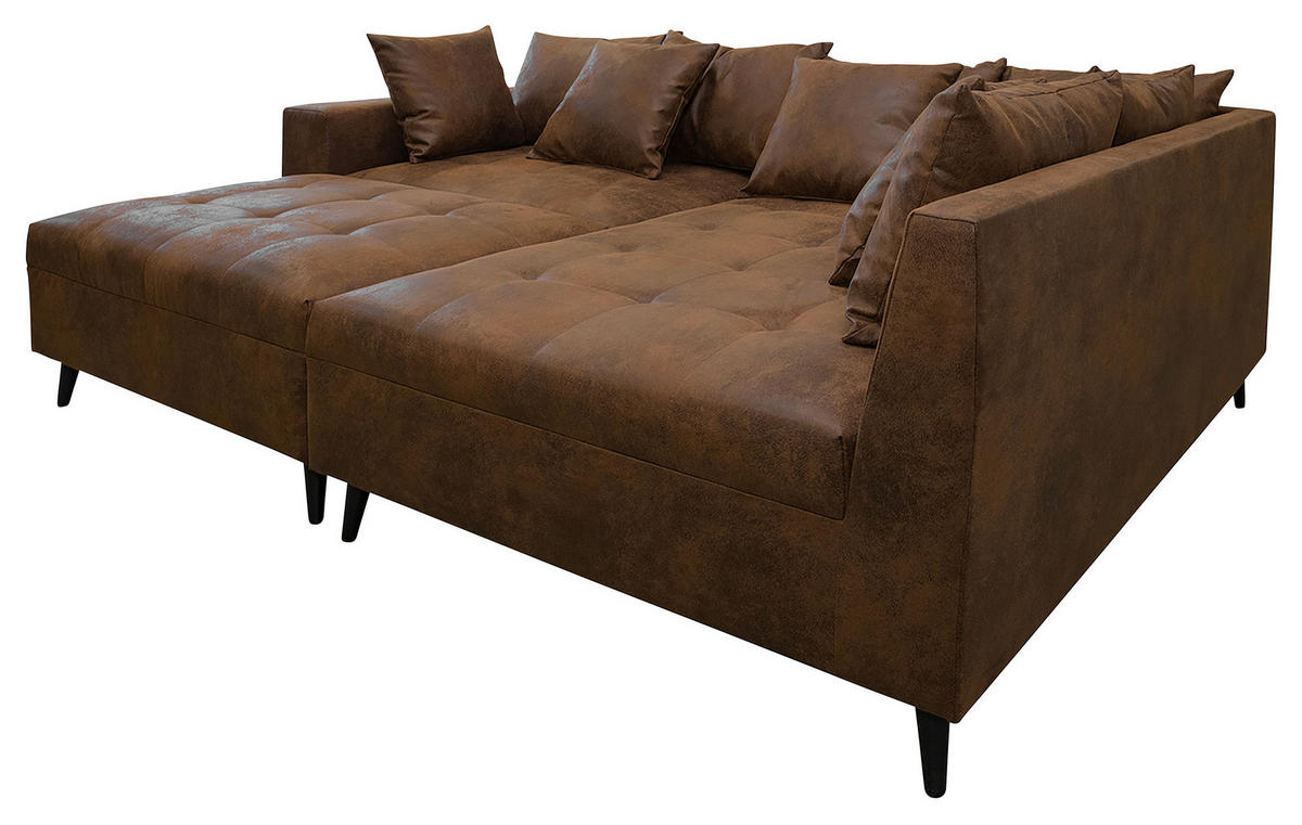 KUTNA GARNITURA tekstil  smeđa   - crna/smeđa, Design, tekstil/drvo (247/174cm) - MID.YOU