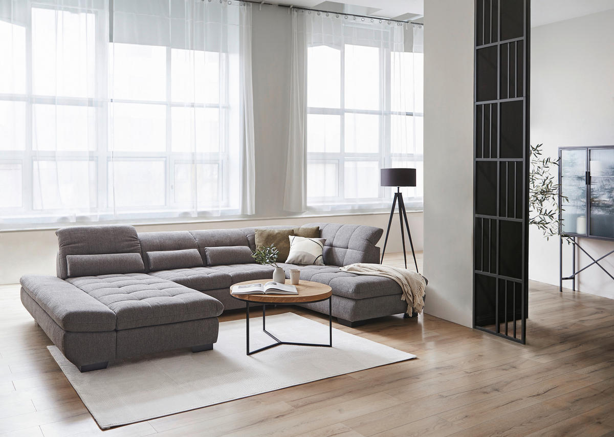SEDEŽNA GARNITURA, mikrovlakna modra, siva  - modra/črna, Design, kovina/tekstil (204/350/211cm) - Xora