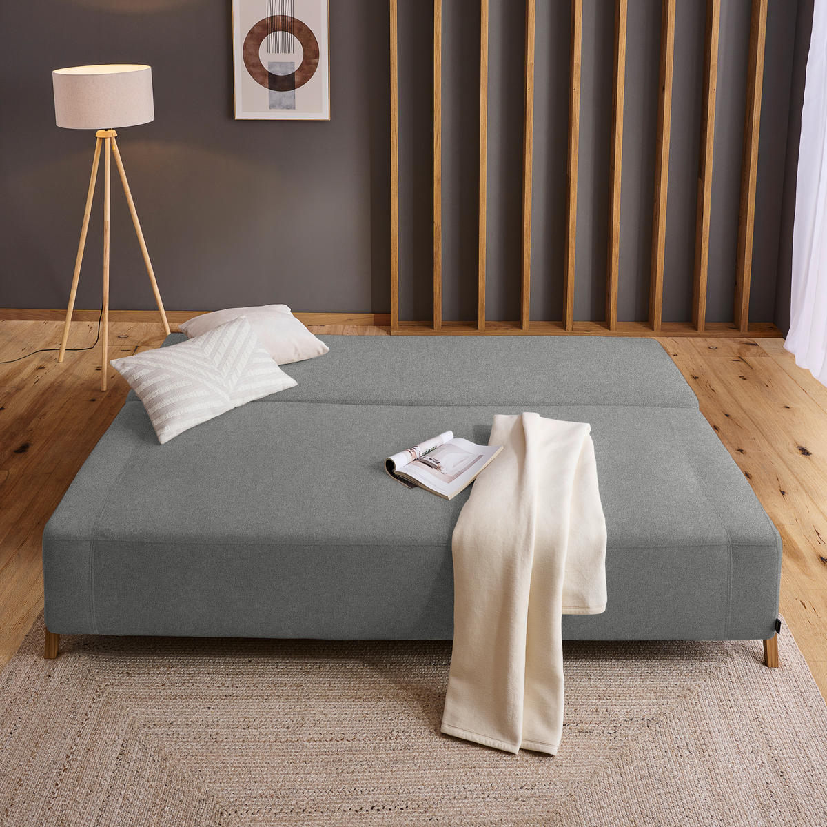SCHLAFSOFA in Textil Grau  - Naturfarben/Grau, Design, Holz/Textil (211/88/102cm) - Niels Andersson