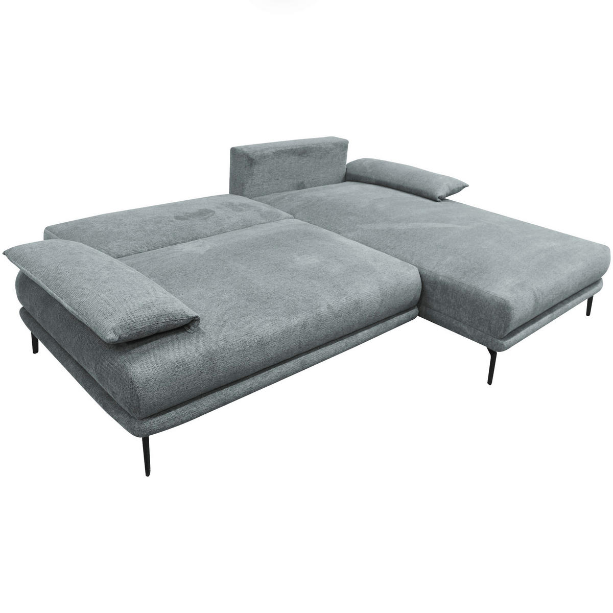 ECKSOFA Grau Webstoff  - Schwarz/Grau, Design, Textil/Metall (260/192cm) - MID.YOU