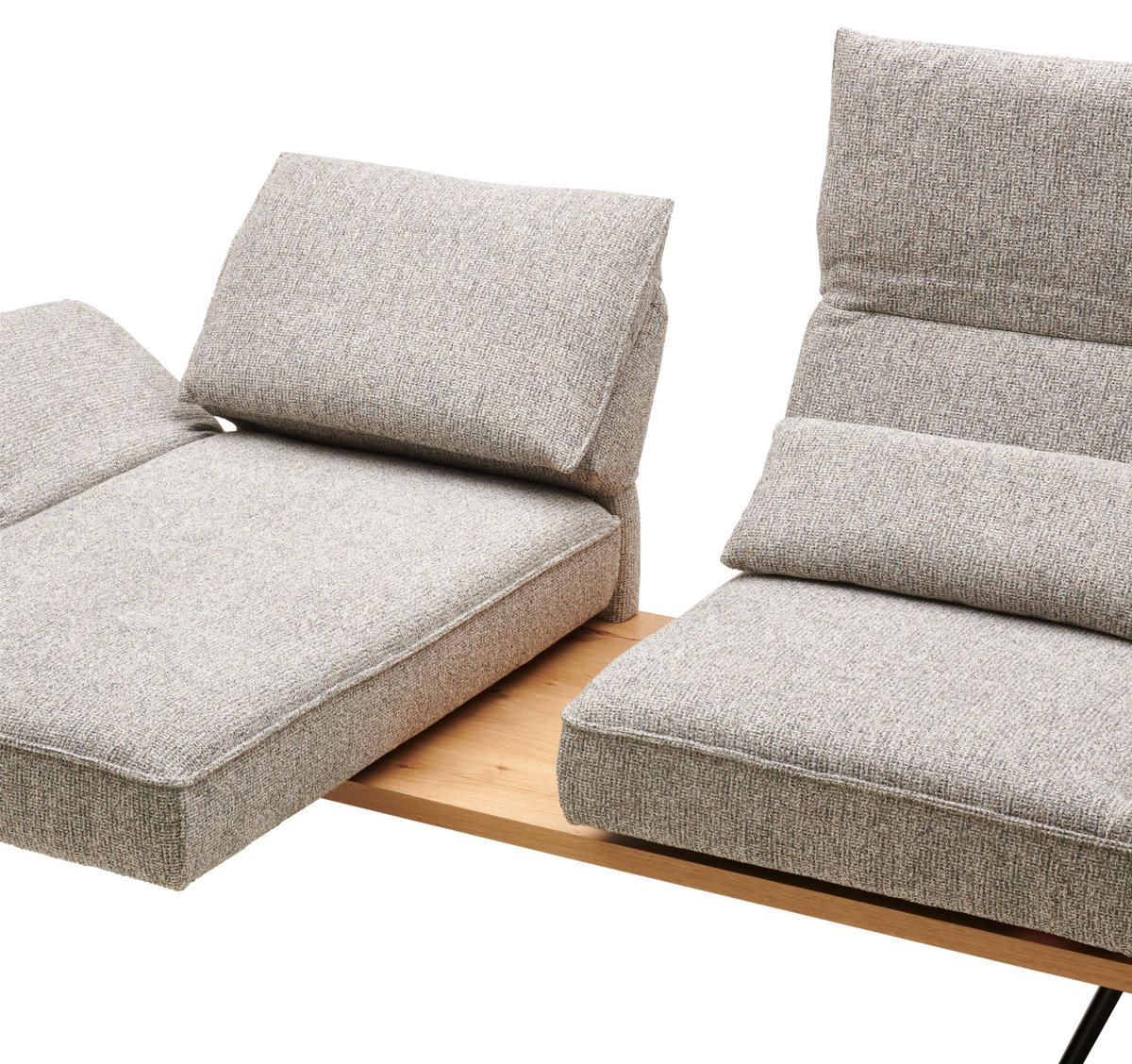ECKSOFA in Chenille Beige  - Beige/Schwarz, Design, Holz/Textil (132/240cm) - Koinor