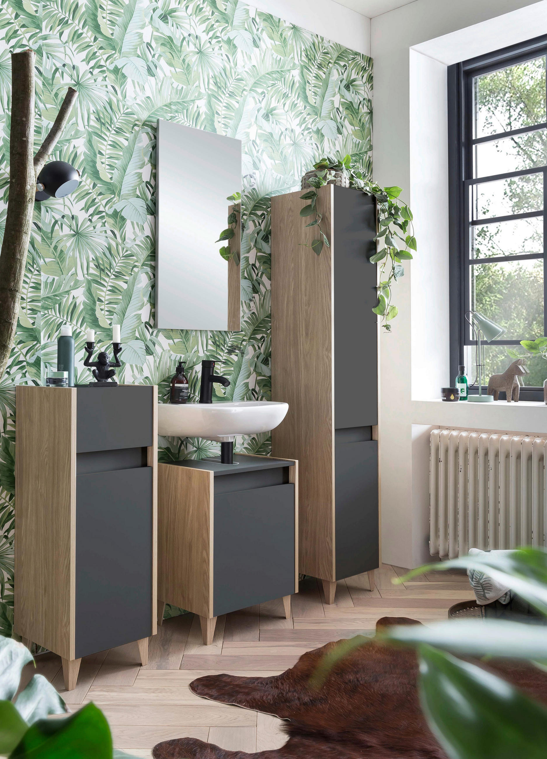 BADEZIMMERSPIEGEL 40/80/3 cm  - Silberfarben, Design, Glas/Holzwerkstoff (40/80/3cm) - Stylife