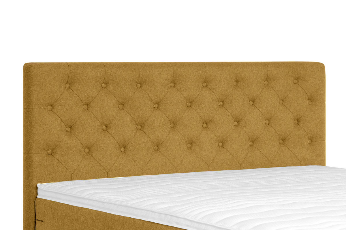 BOXSPRINGBETT 140/200 cm  in Currygelb  - Currygelb/Silberfarben, Konventionell, Textil/Metall (140/200cm) - Welnova