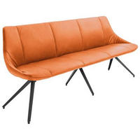 SITZBANK 195/88/62 cm Echtleder Dunkelorange, Anthrazit Metall  - Anthrazit/Dunkelorange, Design, Leder/Metall (195/88/62cm) - Bert Plantagie