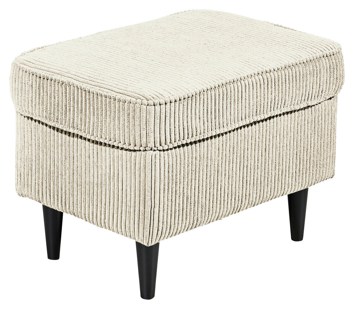 HOCKER in Textil Creme  - Creme/Schwarz, Basics, Holz/Textil (63/43/42cm) - MID.YOU