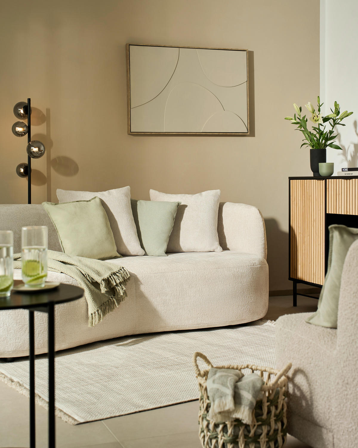 BIG SOFFA i chenille beige  - beige/svart, Modern, textil/plast (235/72/110cm) - MID.YOU