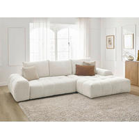 ECKSCHLAFSOFA EVEREST  mit Rücken echt, Armteil links, Armteil rechts Flachgewebe Weiß  - Schwarz/Weiß, MODERN, Kunststoff/Textil (318/180cm) - Livetastic