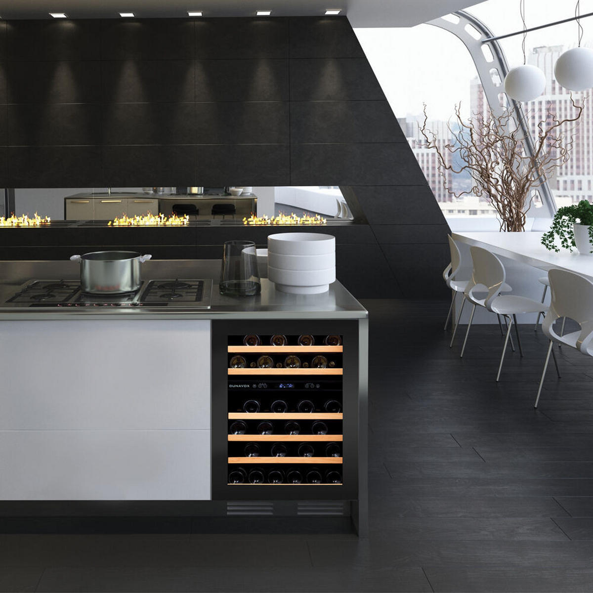 WEINKÜHLSCHRANK DAUF-46.145DBH  - Schwarz, Basics, Glas/Holz (59,5/82/57,8cm)