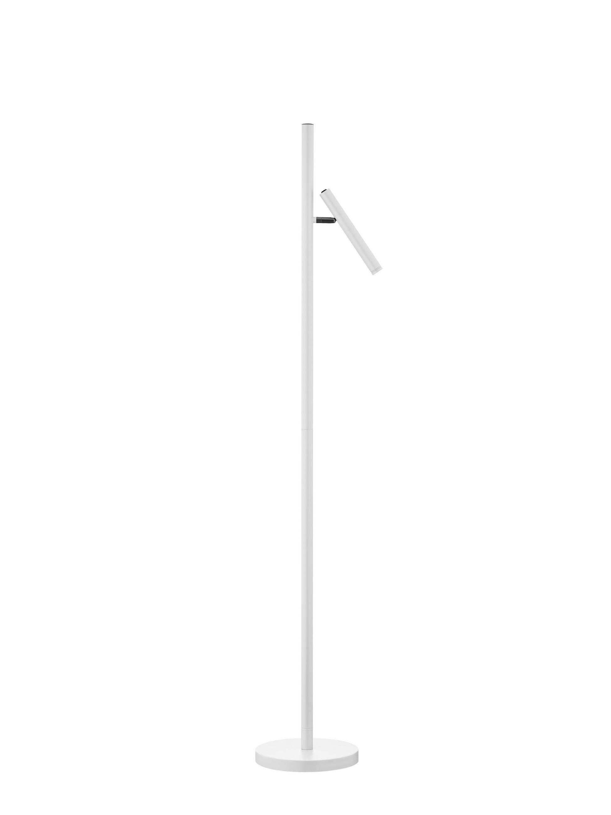 AKKU-STEHLEUCHTE    - Weiß, Design, Metall (163cm) - Hell