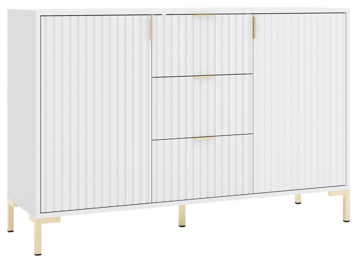 SIDEBOARD Flinn  in 130,5/86/40 cm  - Goldfarben/Weiß, Design, Holzwerkstoff/Metall (130,5/86/40cm) - Boxxx
