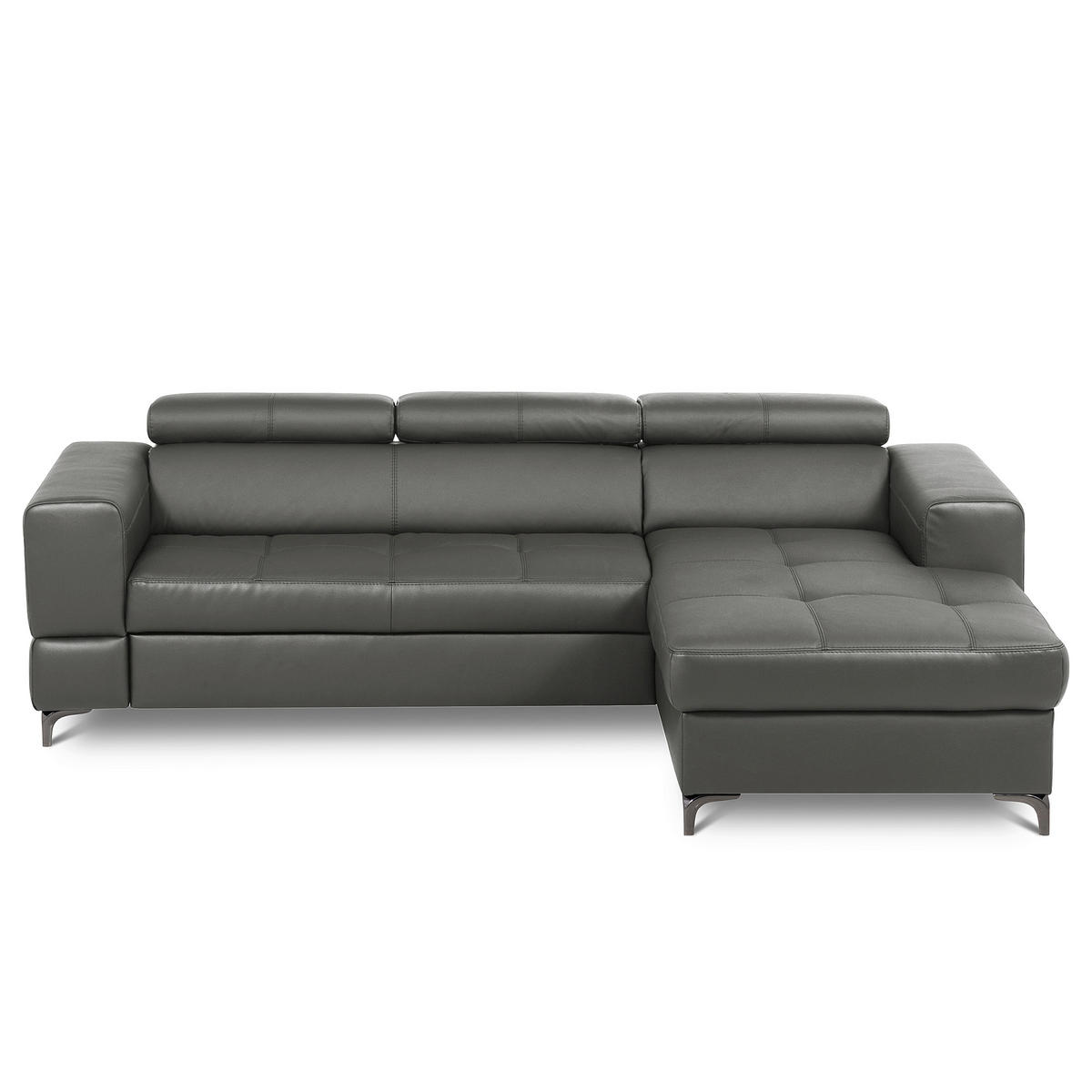 ECKSOFA  in Lederlook Echtleder Anthrazit  - Anthrazit/Schwarz, Design, Leder/Textil (247/173cm) - Livetastic