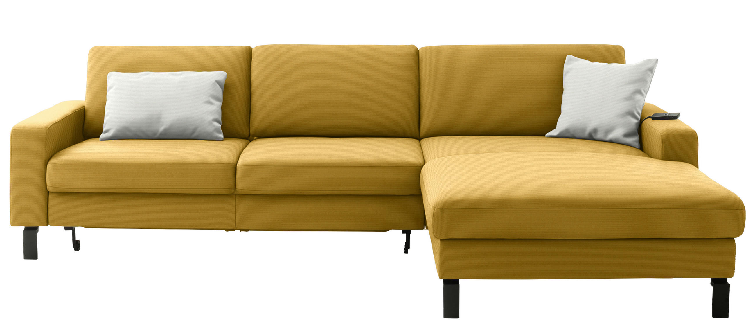 ECKSOFA Cord Goldfarben  - Goldfarben/Schwarz, Design, Textil/Metall (298/185cm) - Pure Home Lifestyle
