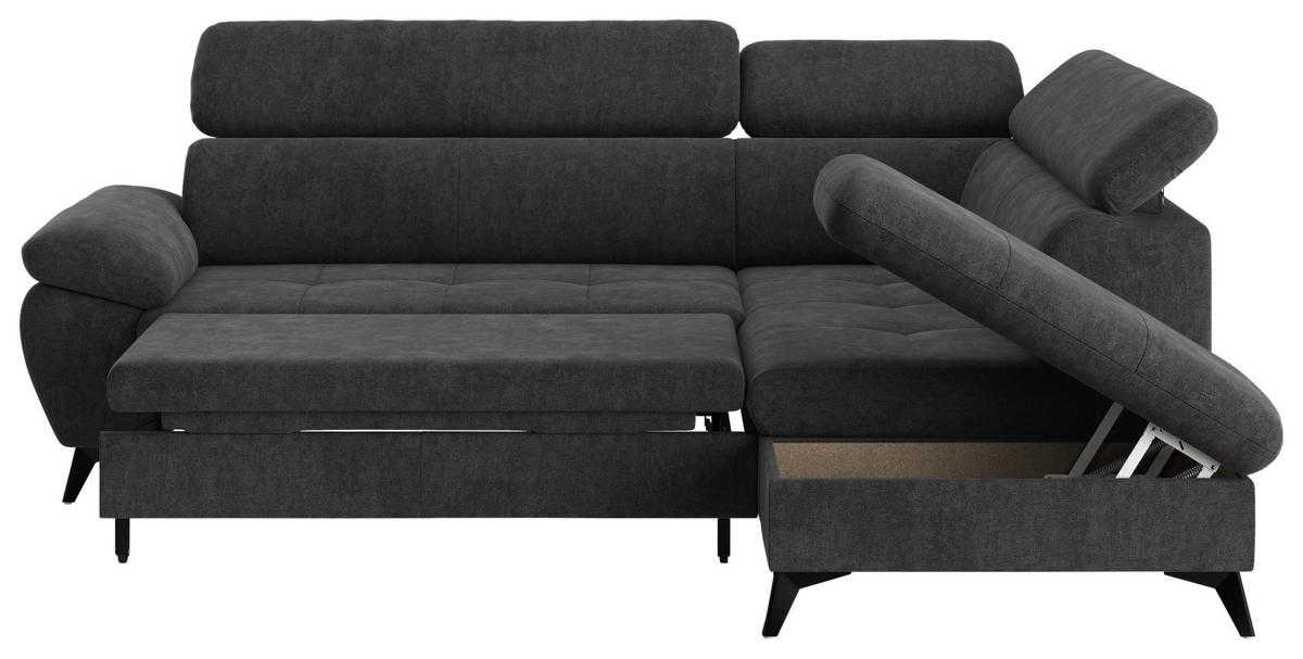 ECKSOFA in Dunkelgrau  - Schlammfarben/Dunkelgrau, Textil/Metall (265/207cm) - MID.YOU