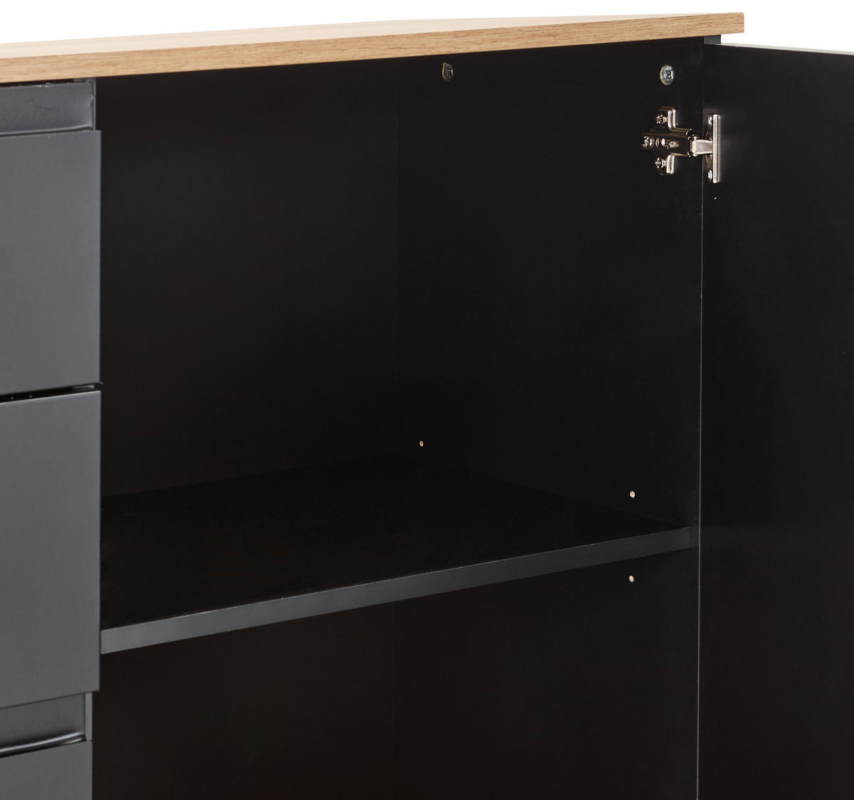 SIDEBOARD Swim 165/80/40 cm 4 Schublade(n)  - Eichefarben/Schwarz, Design, Holzwerkstoff (165/80/40cm) - MID.YOU