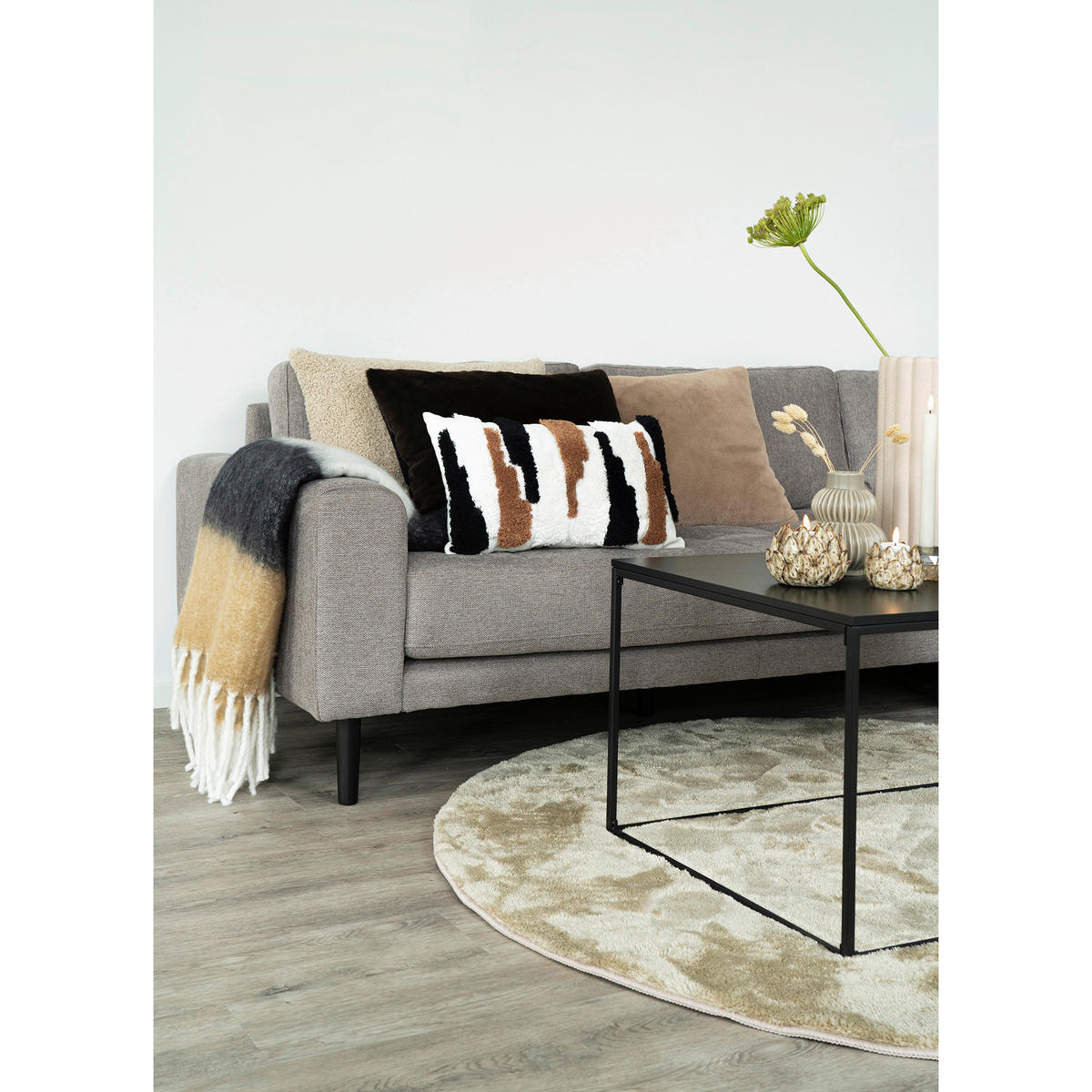 PLAID Sintra 130/170 cm  - Hellbraun/Schwarz, Basics, Textil (130/170cm)