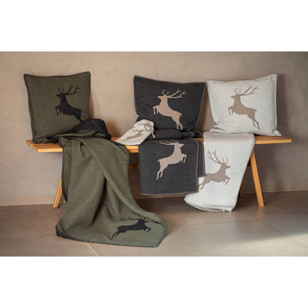 Thumbnail - David Fussenegger Wohndecke, Hellgrau, Textil, Hirsch, 140x200 cm, Textiles Vertrauen - Oeko-Tex®, Made in Austria, Doub...