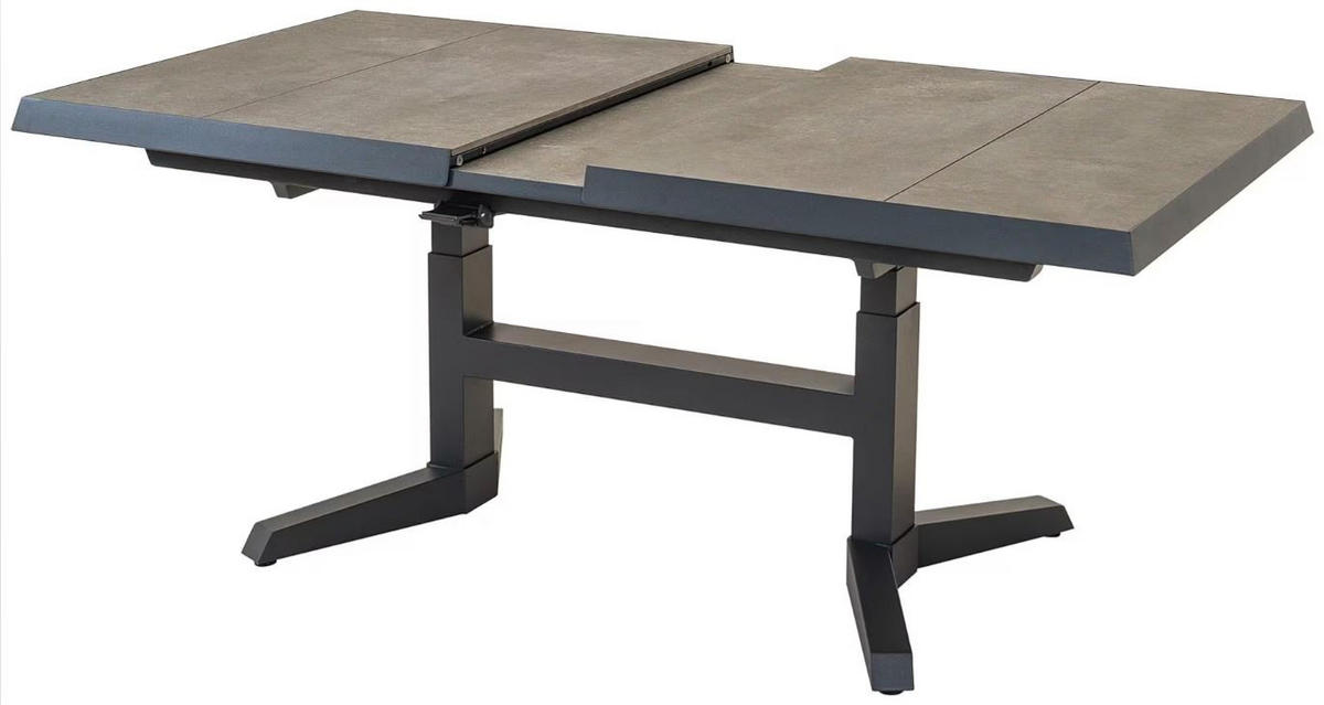 GARTENTISCH 163-203/93/54-74 cm Metall, Keramik rechteckig  - Schieferfarben/Anthrazit, MODERN, Keramik/Metall (163-203/93/54-74cm) - Ambia Garden