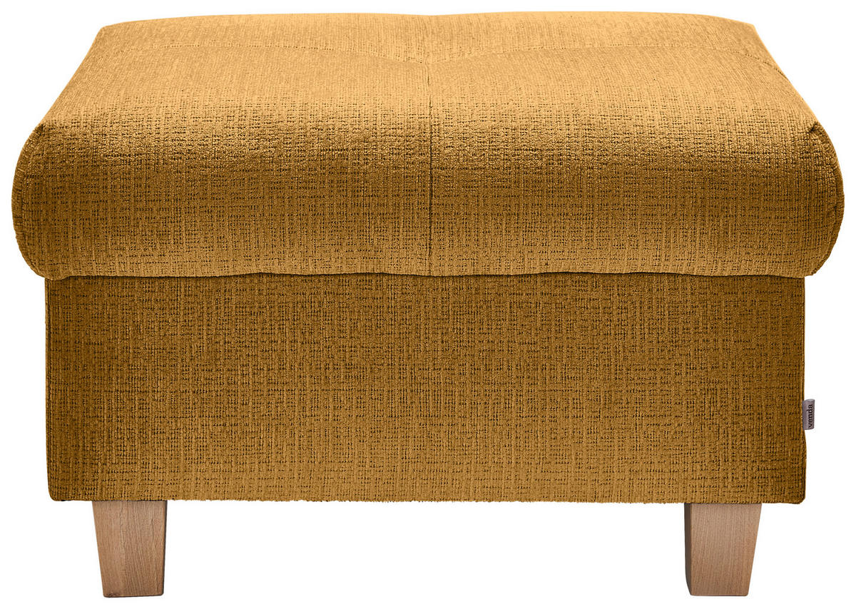 HOCKER Samt Senfgelb  - Senfgelb/Naturfarben, Design, Holz/Textil (71/46/57cm) - Venda