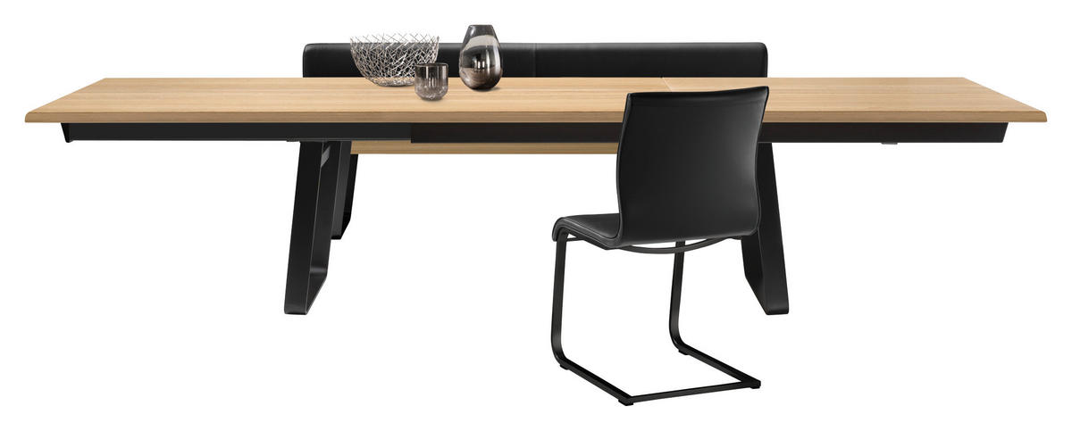 ESSTISCH in Holz, Metall 225-345/100/75 cm  - Eiche Bianco/Schwarz, Design, Holz/Metall (225-345/100/75cm) - TEAM 7